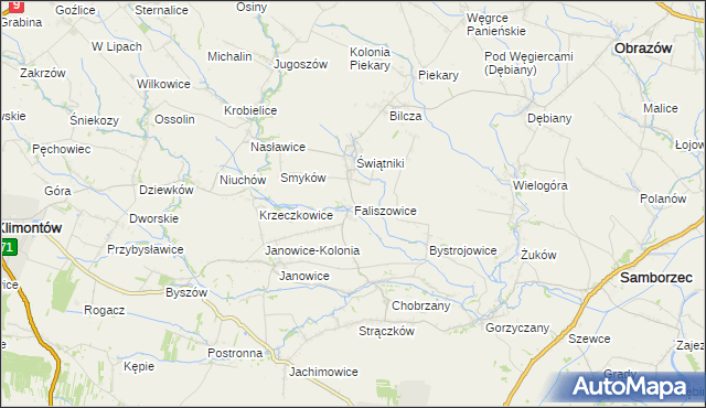 mapa Faliszowice, Faliszowice na mapie Targeo