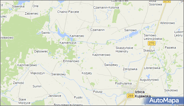 mapa Kazimierowo gmina Izbica Kujawska, Kazimierowo gmina Izbica Kujawska na mapie Targeo