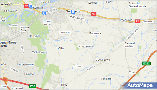 mapa Kruszewnia gmina Swarzędz, Kruszewnia gmina Swarzędz na mapie Targeo