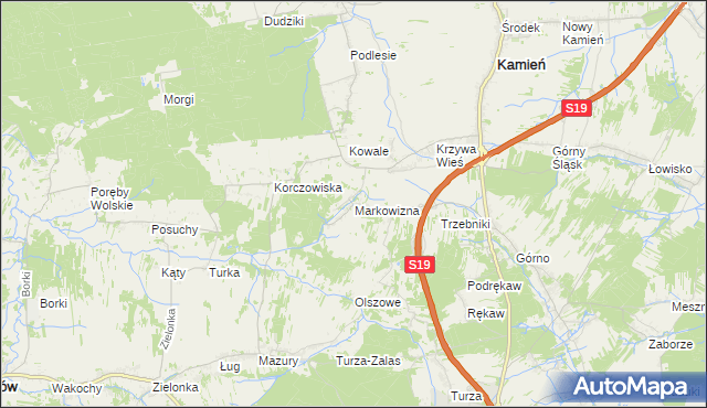 mapa Markowizna gmina Sokołów Małopolski, Markowizna gmina Sokołów Małopolski na mapie Targeo