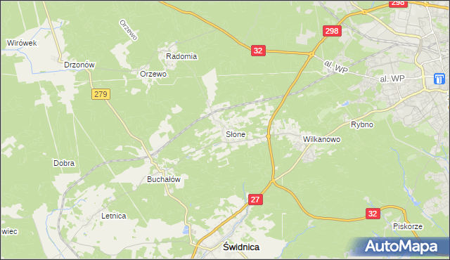 mapa Słone gmina Świdnica, Słone gmina Świdnica na mapie Targeo