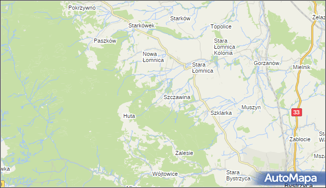 mapa Szczawina, Szczawina na mapie Targeo