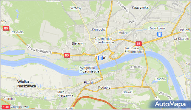 mapa Torunia, Toruń na mapie Targeo
