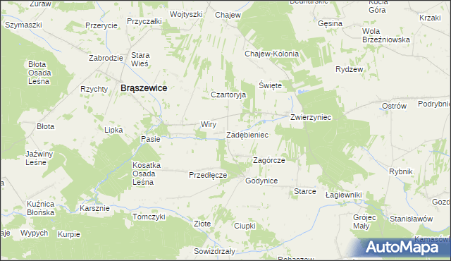 mapa Zadębieniec, Zadębieniec na mapie Targeo