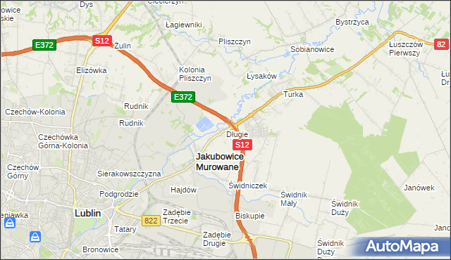 mapa Długie gmina Wólka, Długie gmina Wólka na mapie Targeo