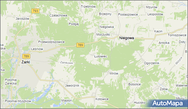 mapa Łutowiec, Łutowiec na mapie Targeo