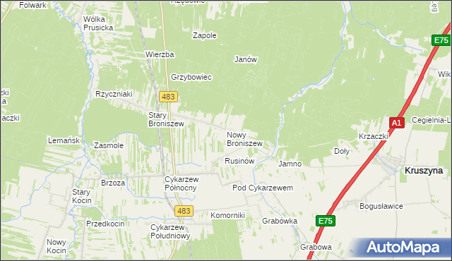 mapa Nowy Broniszew, Nowy Broniszew na mapie Targeo