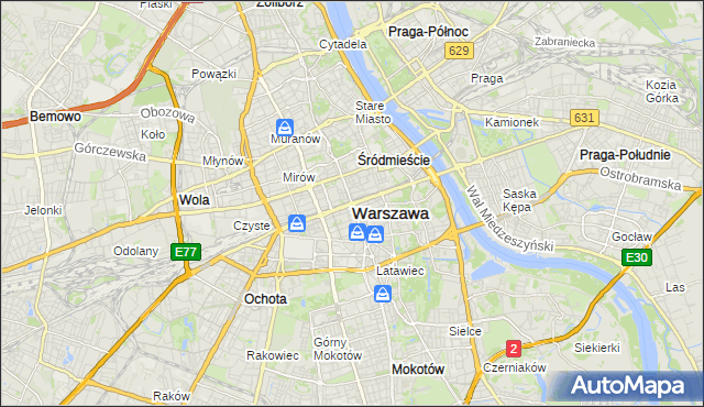 mapa Warszawy, Warszawa na mapie Targeo