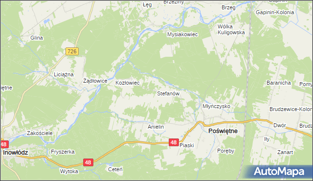 mapa Stefanów gmina Poświętne, Stefanów gmina Poświętne na mapie Targeo