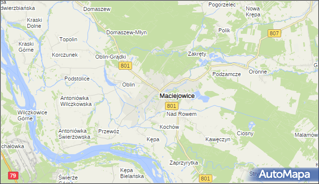 mapa Maciejowice powiat garwoliński, Maciejowice powiat garwoliński na mapie Targeo