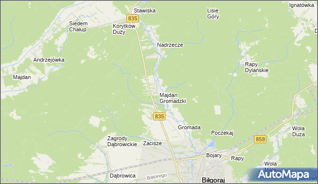 mapa Majdan Gromadzki, Majdan Gromadzki na mapie Targeo
