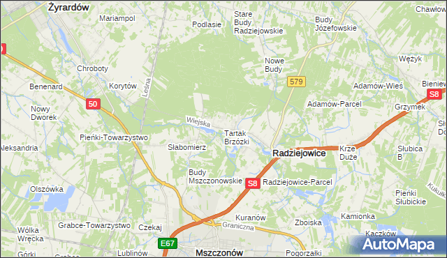 mapa Tartak Brzózki, Tartak Brzózki na mapie Targeo