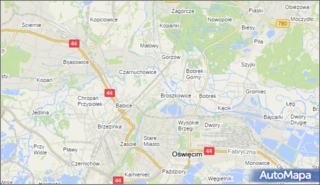 mapa Broszkowice, Broszkowice na mapie Targeo