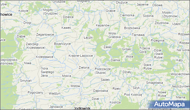 mapa Słupia gmina Jodłownik, Słupia gmina Jodłownik na mapie Targeo