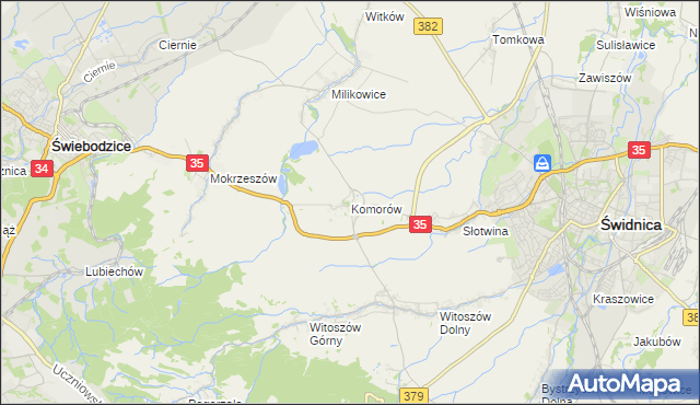 mapa Komorów gmina Świdnica, Komorów gmina Świdnica na mapie Targeo