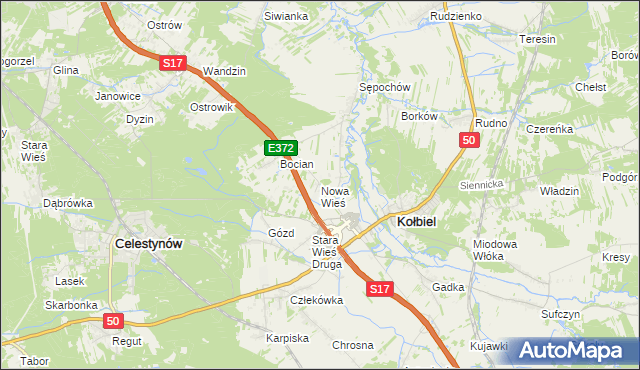 mapa Nowa Wieś gmina Kołbiel, Nowa Wieś gmina Kołbiel na mapie Targeo