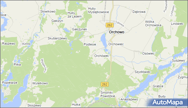 mapa Orchówek gmina Orchowo, Orchówek gmina Orchowo na mapie Targeo