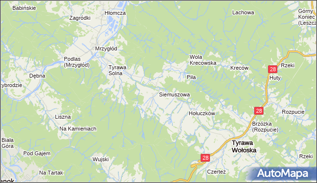 mapa Siemuszowa, Siemuszowa na mapie Targeo