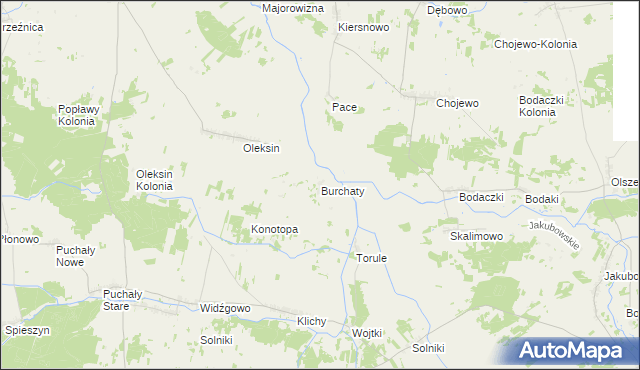 mapa Burchaty, Burchaty na mapie Targeo