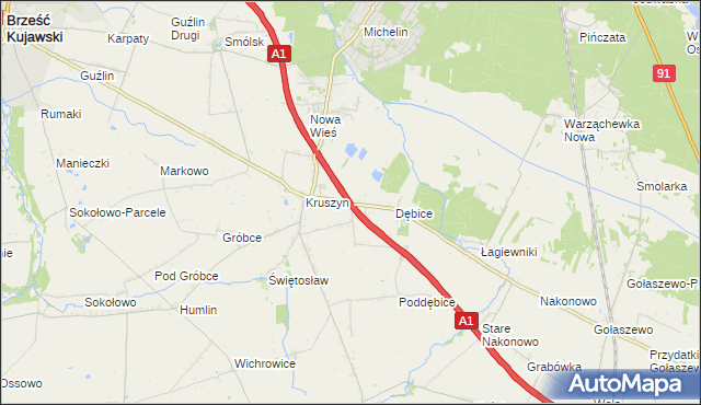 mapa Ludwinowo gmina Włocławek, Ludwinowo gmina Włocławek na mapie Targeo