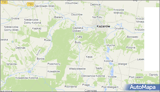 mapa Ostrówka gmina Kazanów, Ostrówka gmina Kazanów na mapie Targeo