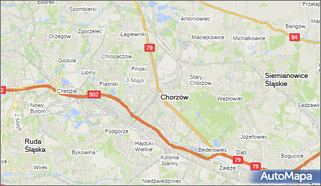 mapa Chorzów, Chorzów na mapie Targeo