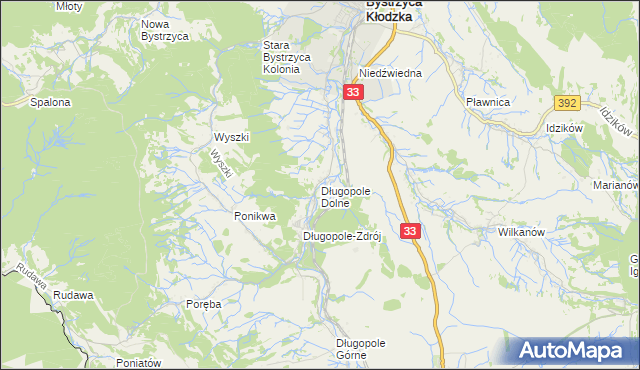 mapa Długopole Dolne, Długopole Dolne na mapie Targeo