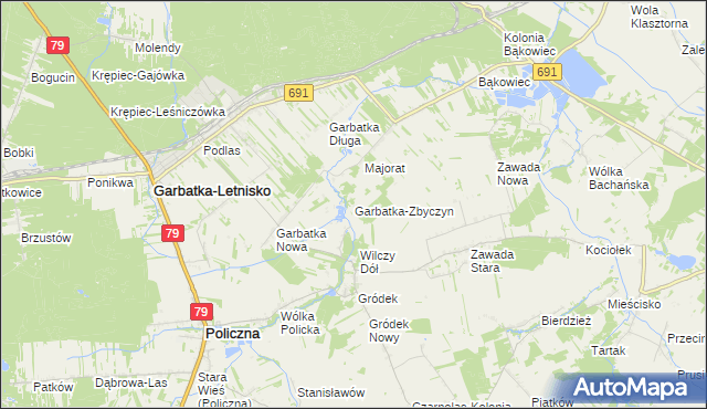 mapa Garbatka-Zbyczyn, Garbatka-Zbyczyn na mapie Targeo