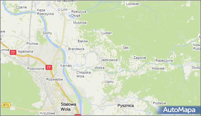 mapa Jastkowice, Jastkowice na mapie Targeo