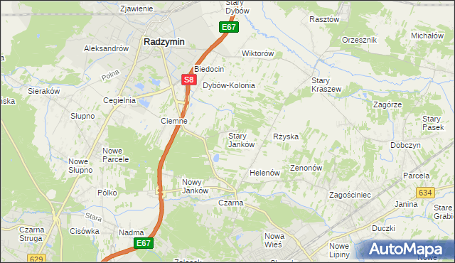 mapa Stary Janków, Stary Janków na mapie Targeo