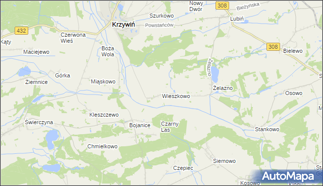 mapa Wieszkowo, Wieszkowo na mapie Targeo