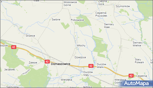 mapa Włochy gmina Domaszowice, Włochy gmina Domaszowice na mapie Targeo