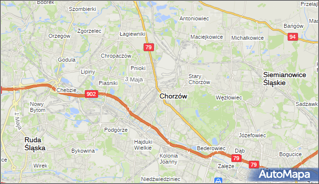 mapa Chorzów, Chorzów na mapie Targeo