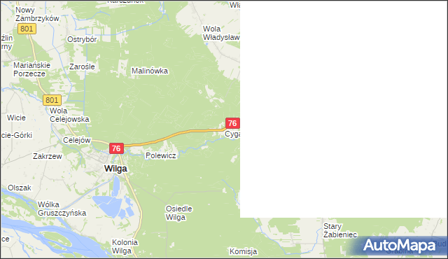 mapa Cyganówka gmina Wilga, Cyganówka gmina Wilga na mapie Targeo