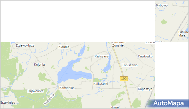 mapa Kaliszany gmina Wągrowiec, Kaliszany gmina Wągrowiec na mapie Targeo