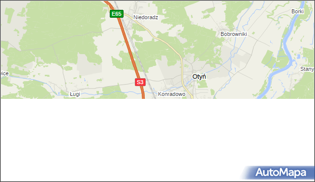 mapa Konradowo gmina Otyń, Konradowo gmina Otyń na mapie Targeo
