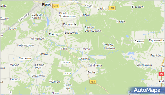 mapa Mireń, Mireń na mapie Targeo