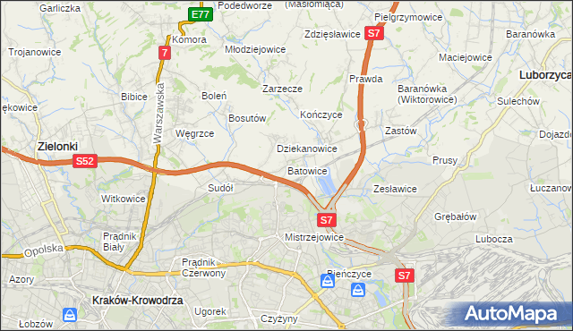 mapa Batowice, Batowice na mapie Targeo