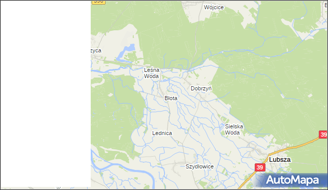mapa Błota gmina Lubsza, Błota gmina Lubsza na mapie Targeo