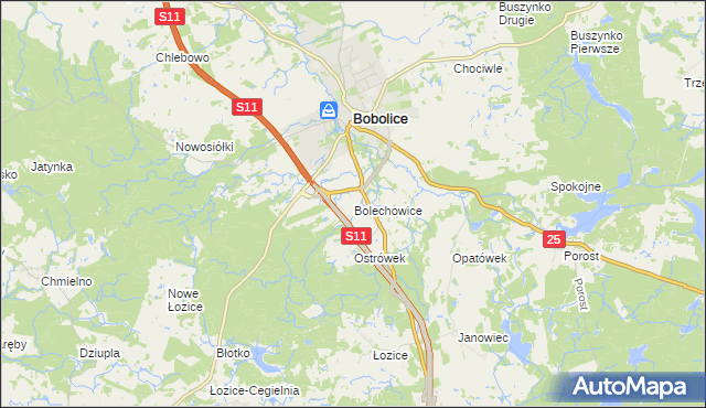 mapa Bolechowice gmina Bobolice, Bolechowice gmina Bobolice na mapie Targeo