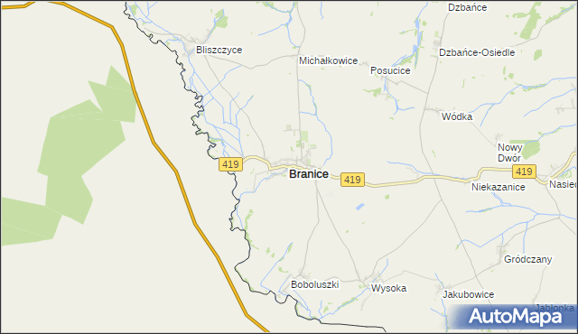 mapa Branice powiat głubczycki, Branice powiat głubczycki na mapie Targeo