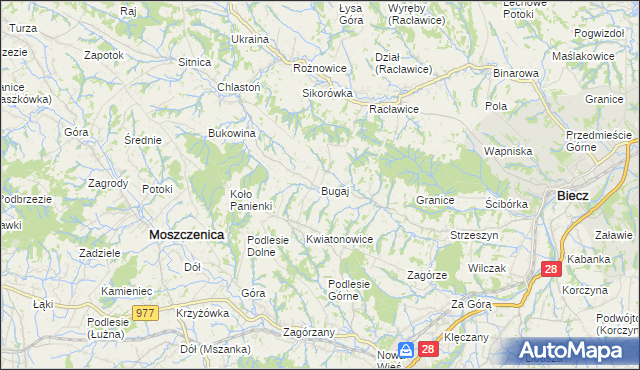 mapa Bugaj gmina Biecz, Bugaj gmina Biecz na mapie Targeo