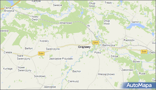 mapa Grążawy, Grążawy na mapie Targeo