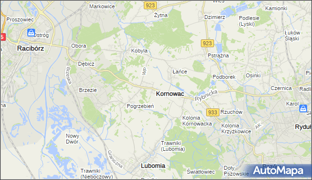 mapa Kornowac, Kornowac na mapie Targeo