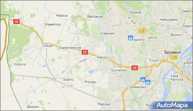 mapa Mierzyn gmina Dobra (Szczecińska), Mierzyn gmina Dobra (Szczecińska) na mapie Targeo