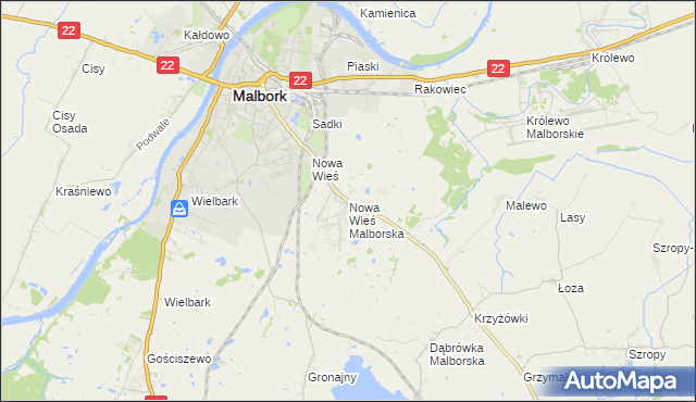 mapa Nowa Wieś Malborska, Nowa Wieś Malborska na mapie Targeo