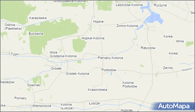 mapa Pieniany-Kolonia, Pieniany-Kolonia na mapie Targeo