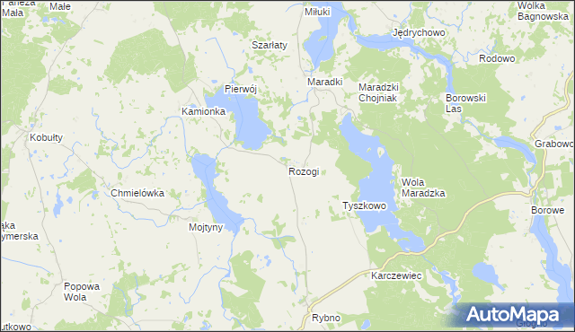 mapa Rozogi gmina Sorkwity, Rozogi gmina Sorkwity na mapie Targeo