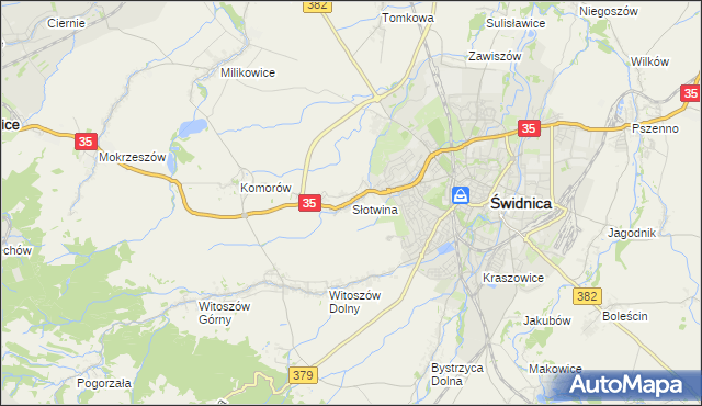 mapa Słotwina gmina Świdnica, Słotwina gmina Świdnica na mapie Targeo