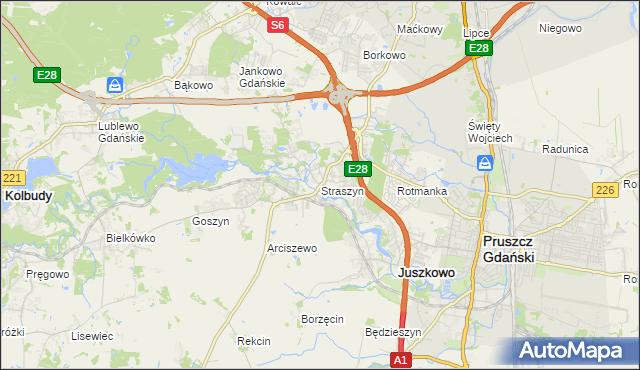 mapa Straszyn, Straszyn na mapie Targeo